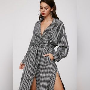 Nasty Gal Houndstooth Coat in size large